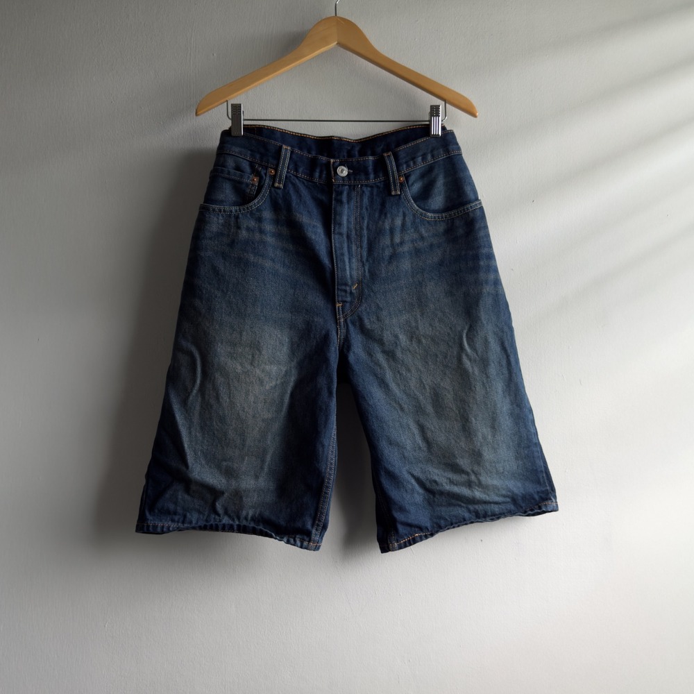 Levi's 469 Loose Fit Denim Shorts Mens 36 Blue Dark Wash Streetwear Baggy Y2K